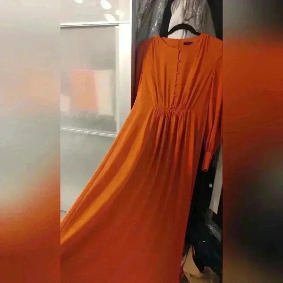 French Connection Esse Crepe midi dress orange dress us SZ 6 - Picture 4 of 8